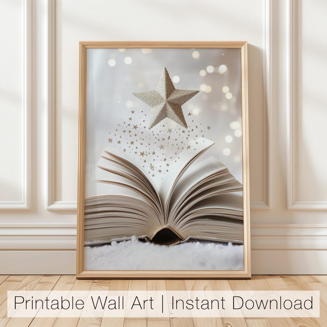 Magical Open Book With Golden Star Christmas Reading Fantasy Poster