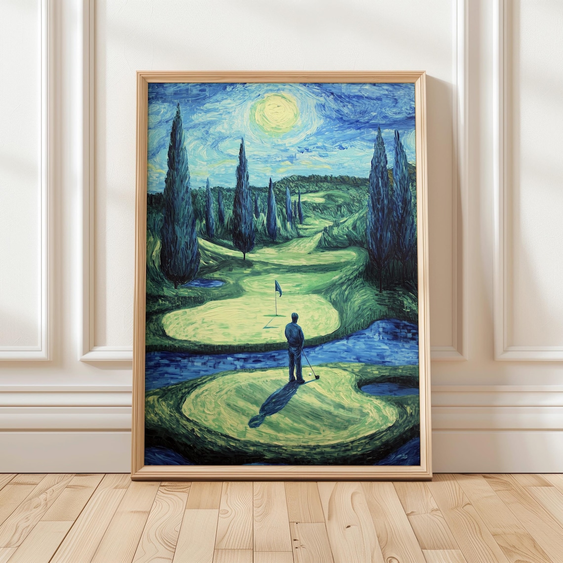Abstract Golf Course Art Print Impressionist Golf Landscape Golfing Home Decor Wall Art For Golf Lovers