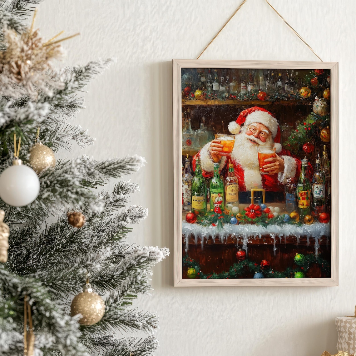 Funny Santa Claus Bar Art Christmas Poster - Image 7
