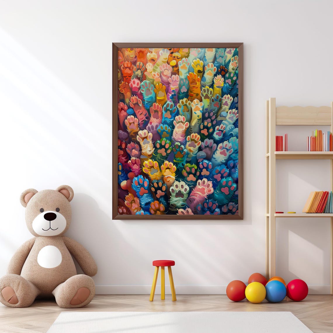 Colorful Cat Paws Rainbow Feline Abstract Painterly Pet Wall Art - Image 7