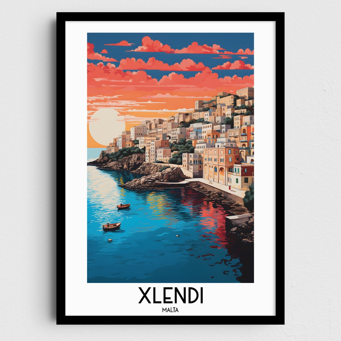 Xlendi Travel Poster, Malta Europe Home Decor
