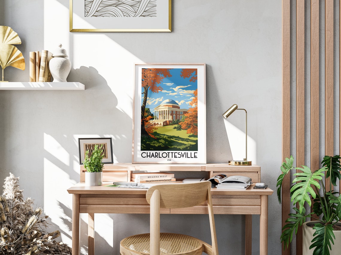 Charlottesville Virginia Rotunda Dome Autumn Campus Scenic Poster - Image 3