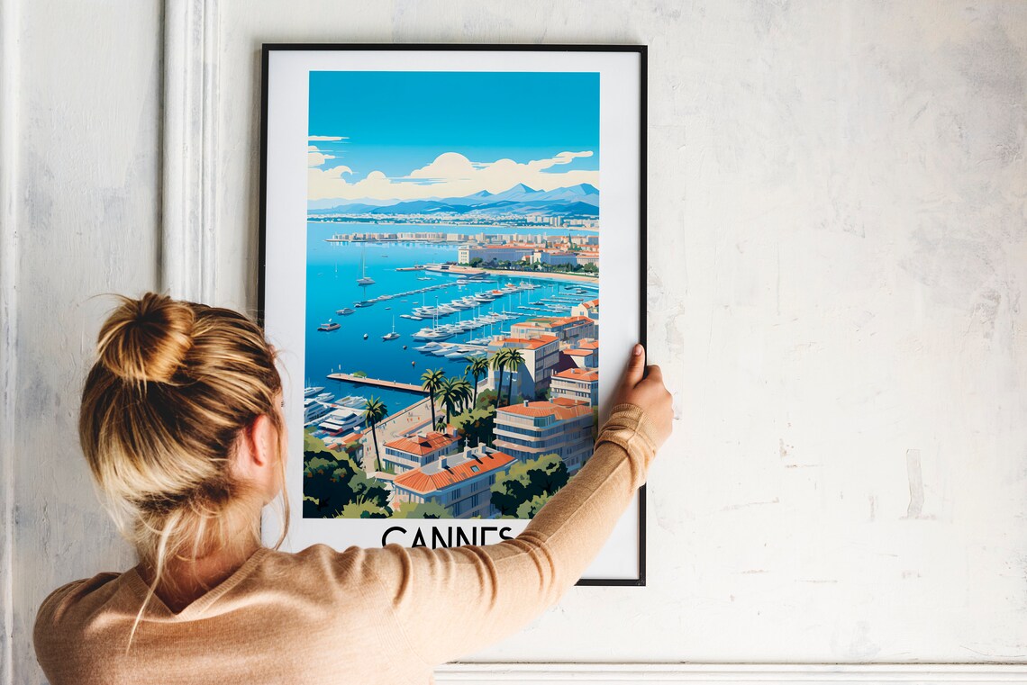 Cannes France Riviera Marina Palms and Waterfront City Poster - Image 2