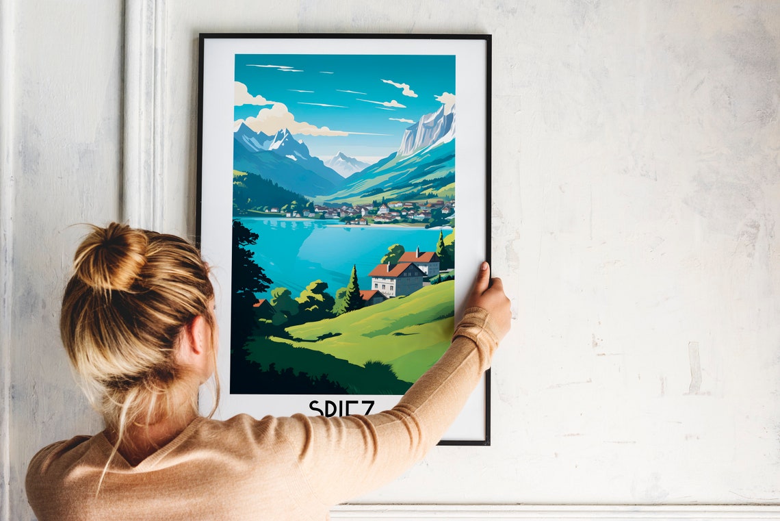 Spiez Switzerland Alpine Lake Village Mountain Scenic View Poster - Image 2