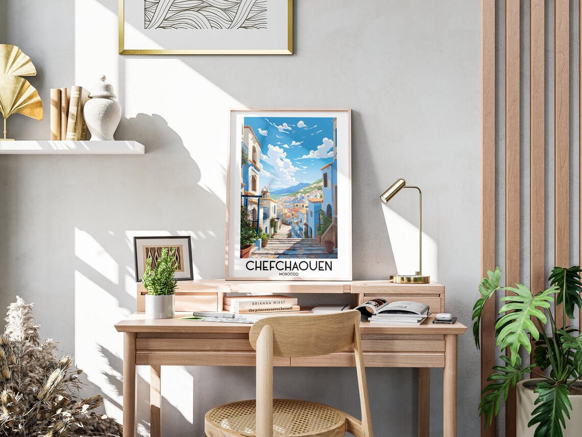 Chefchaouen Morocco Famous Blue Alley Steps Old Town View Poster - Image 3
