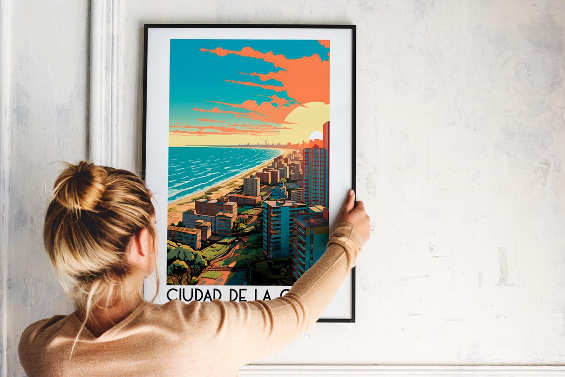 Ciudad de la Costa Uruguay Beach Sunset Skyline Travel Poster - Image 2
