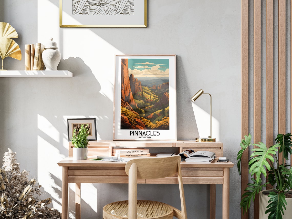 Pinnacles National Park Red Rock Spires Hills Desert Travel Poster - Image 3