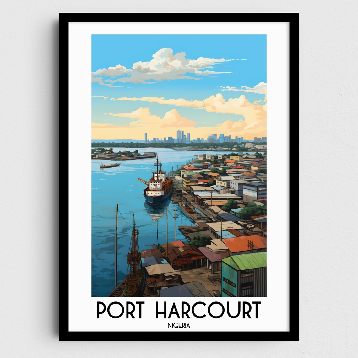 Port Harcourt Travel Poster, Nigerian Home Decor