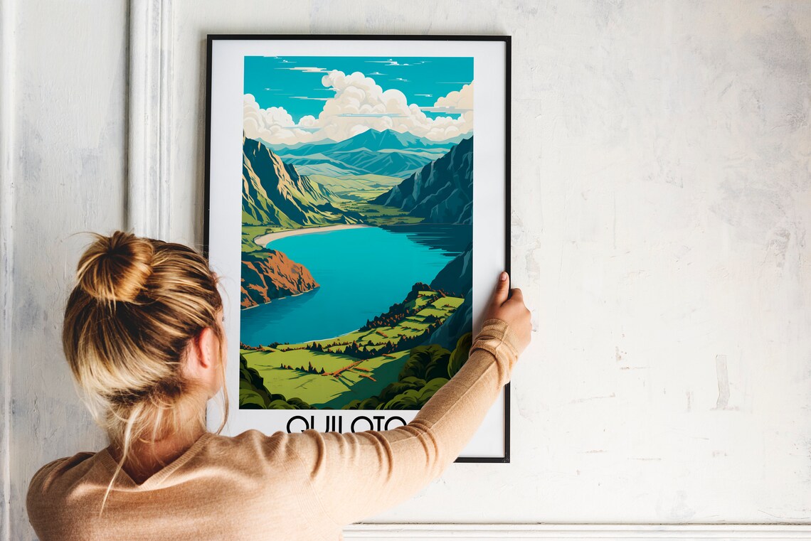 Quilotoa Crater Lake Andes Mountains Scenic Ecuador Travel Poster - Image 2