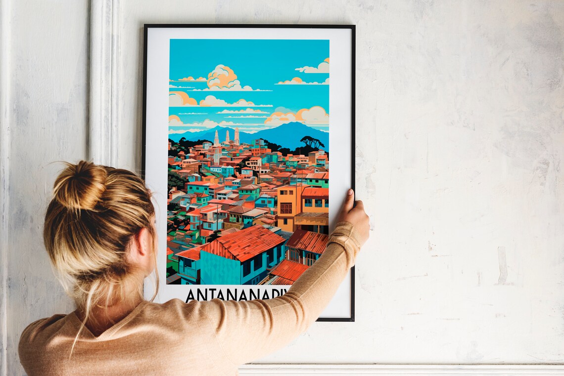 Antananarivo Madagascar Hillside Colorful City Travel Poster - Image 2