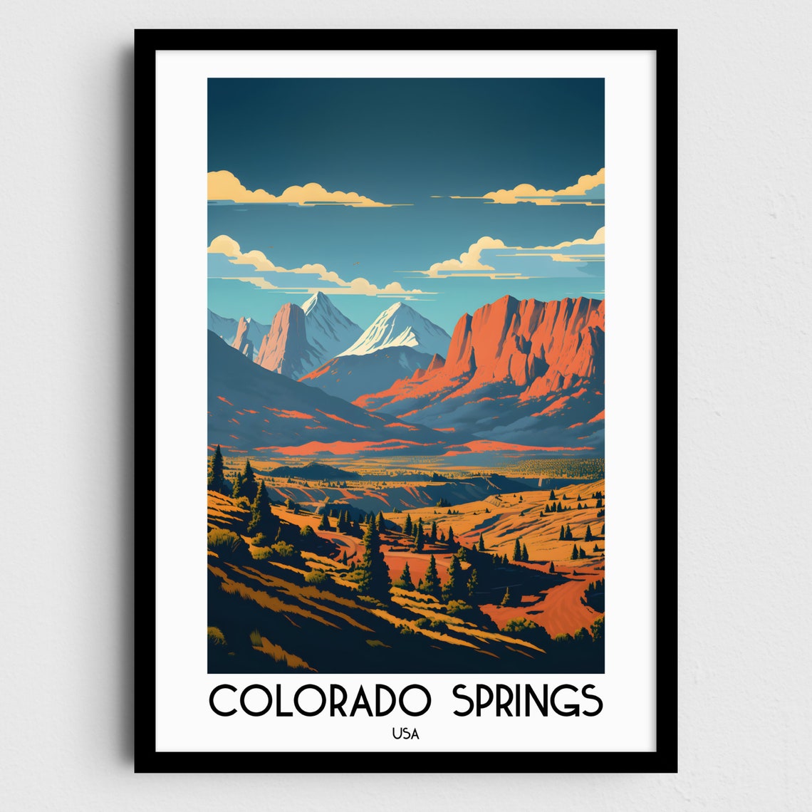 Colorado Springs USA Red Rock Mountains Desert Valley Poster