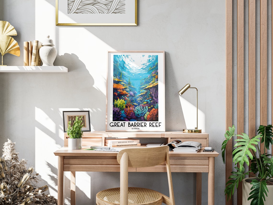 Great Barrier Reef Australia Coral Reef Underwater Retro Travel Poster - Image 3