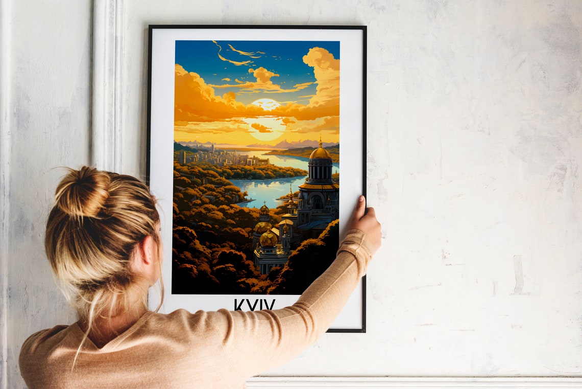Kyiv Ukraine Golden Domes Sunset River Skyline Travel Poster - Image 2