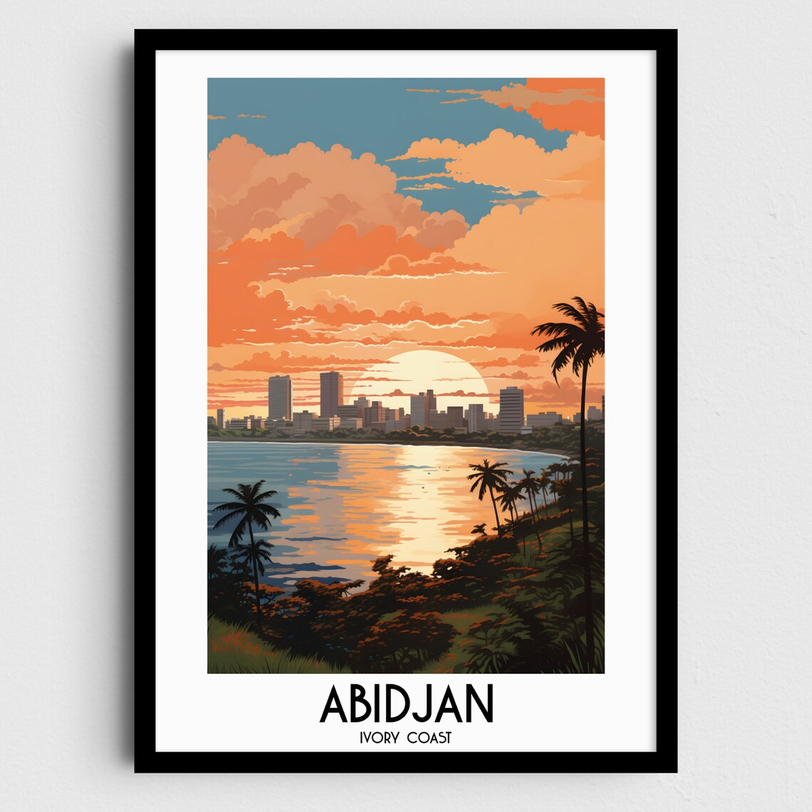 Abidjan Travel Poster, Ivory Coast Home Decor
