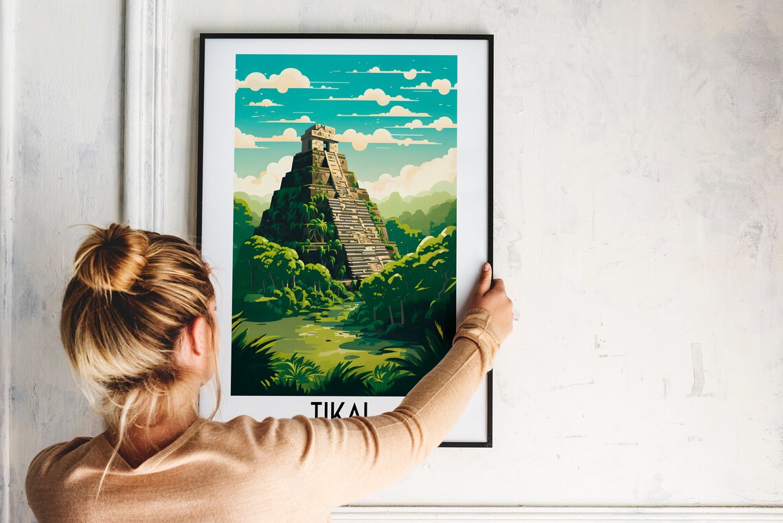 Tikal Travel Poster, Guatemala Central America - Image 2
