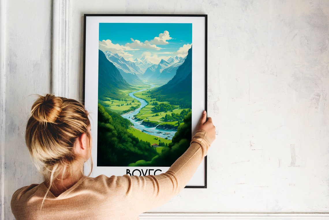 Bovec Slovenia Alpine Valley Winding River Peaks Travel Poster - Image 2