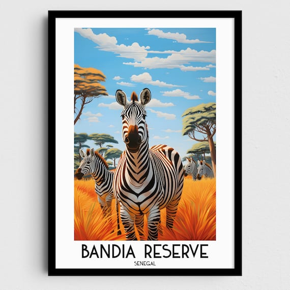 Bandia Reserve Senegal Travel Poster, Africa Art Print