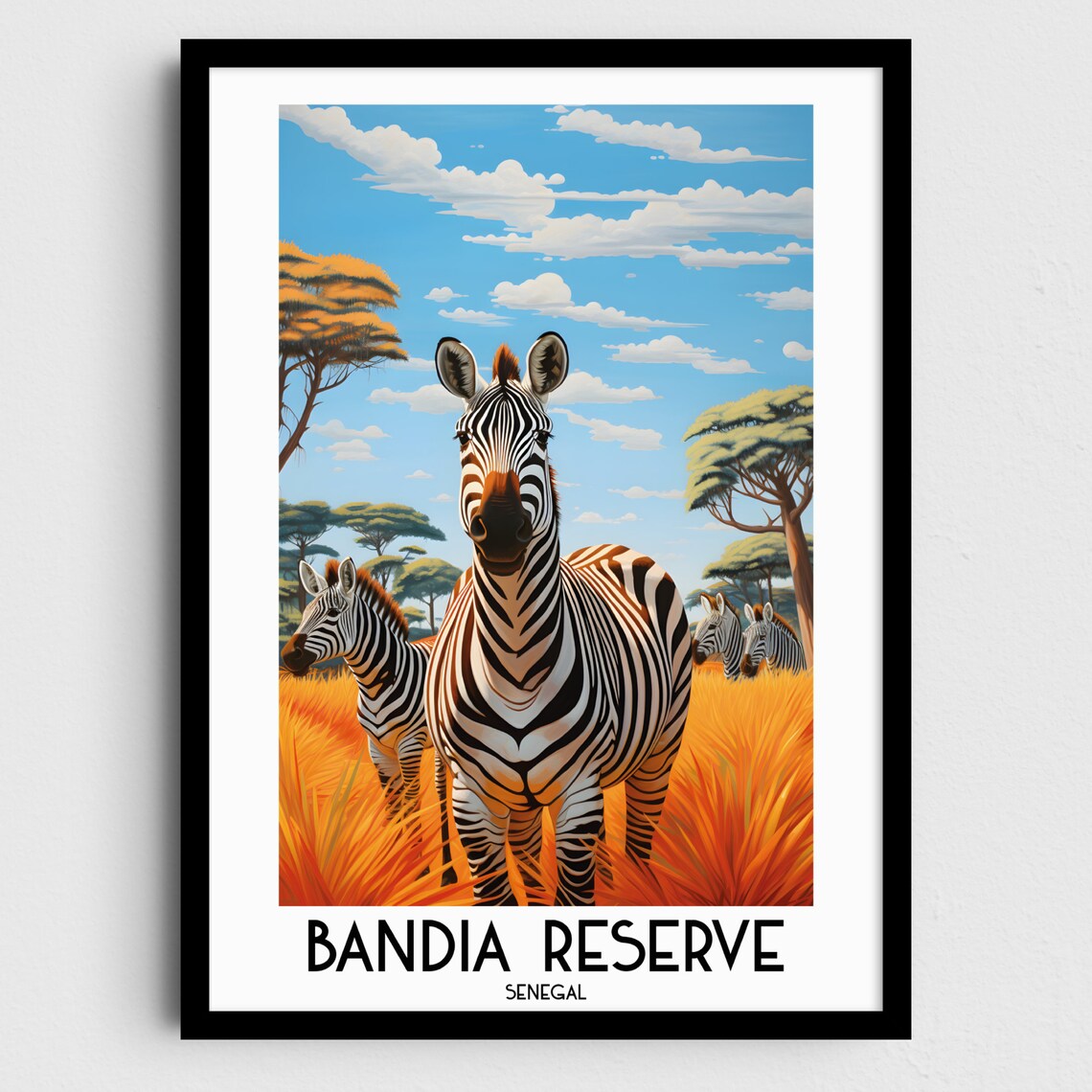 Bandia Reserve Senegal Travel Poster, Africa Art Print