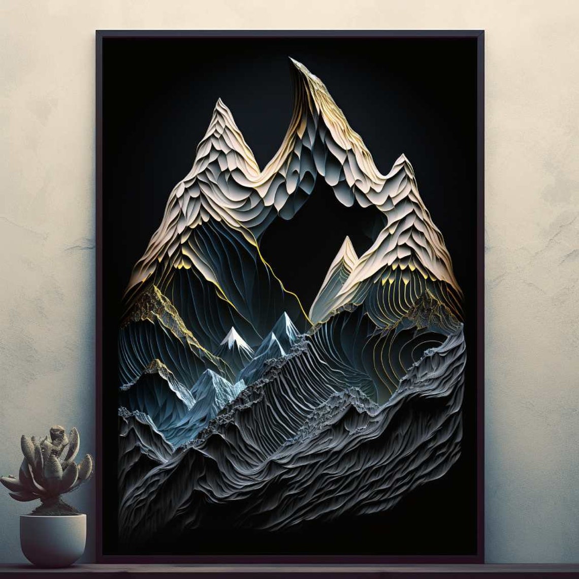 Folding Mountains Posters Prints Wall Art Modern Home Room Bar Decor Painting Unframed