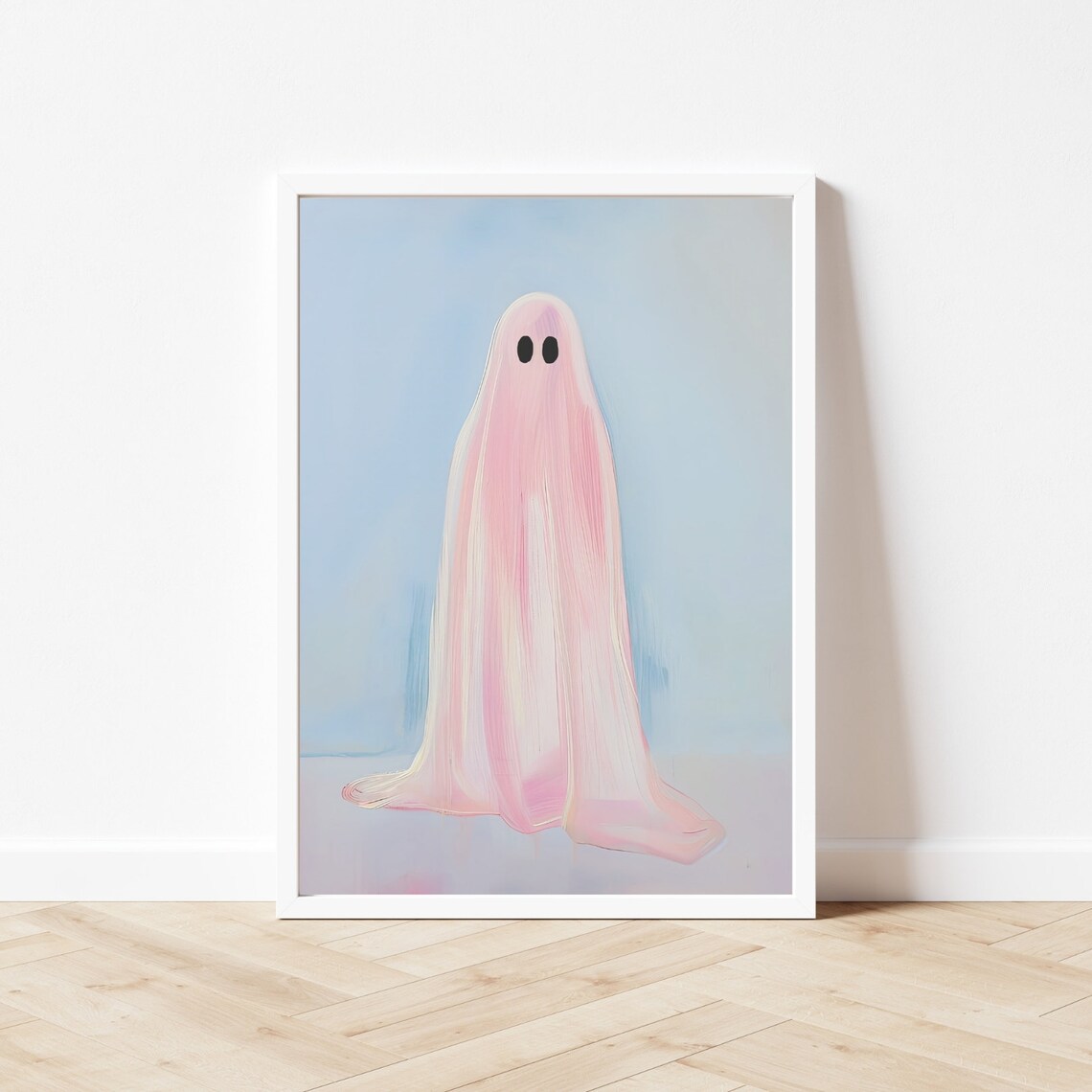 Pastel Pink Ghost, Girly Halloween Wall Art Print - Image 3
