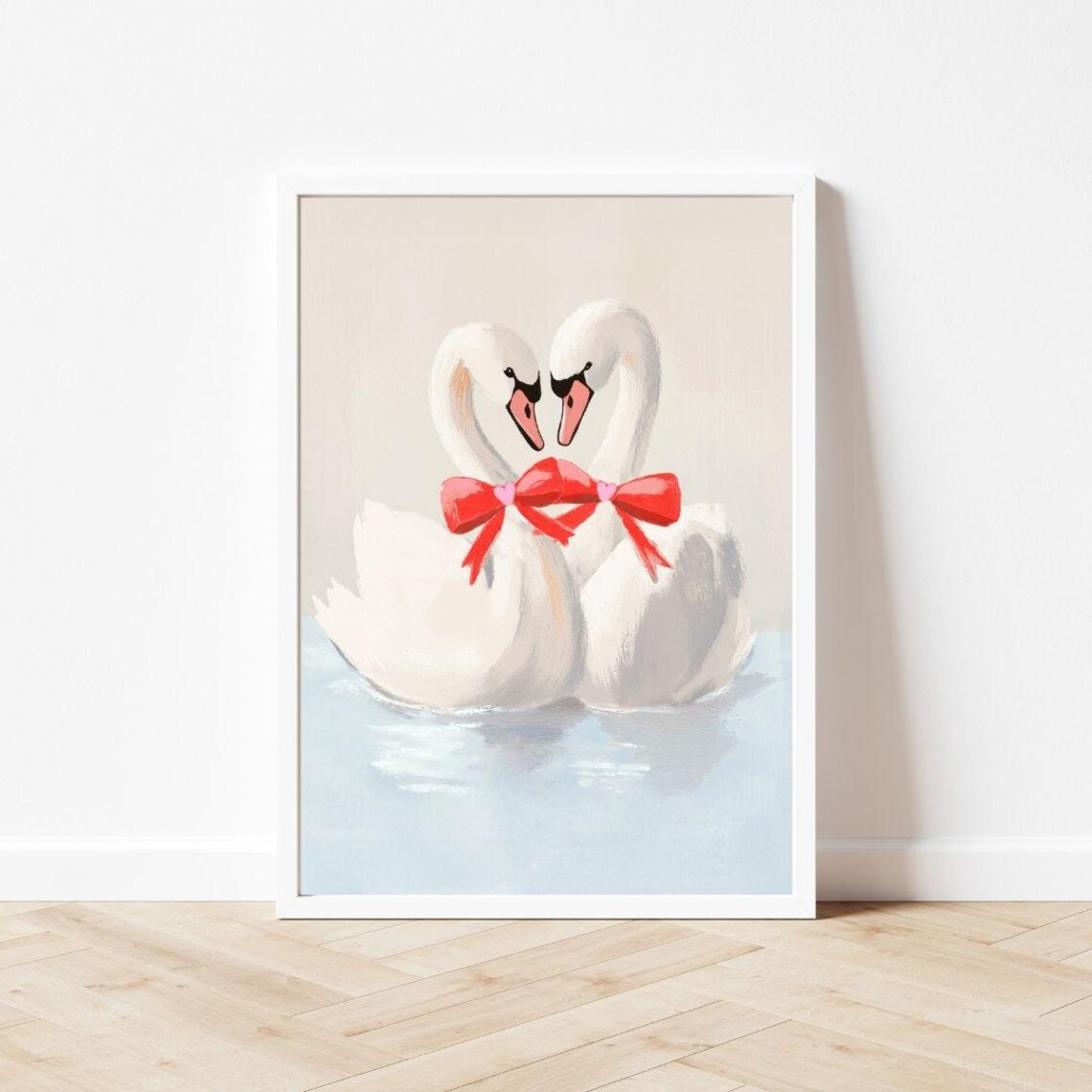 Swans In Love, Preppy Valentine Girls Room Art Print - Image 3
