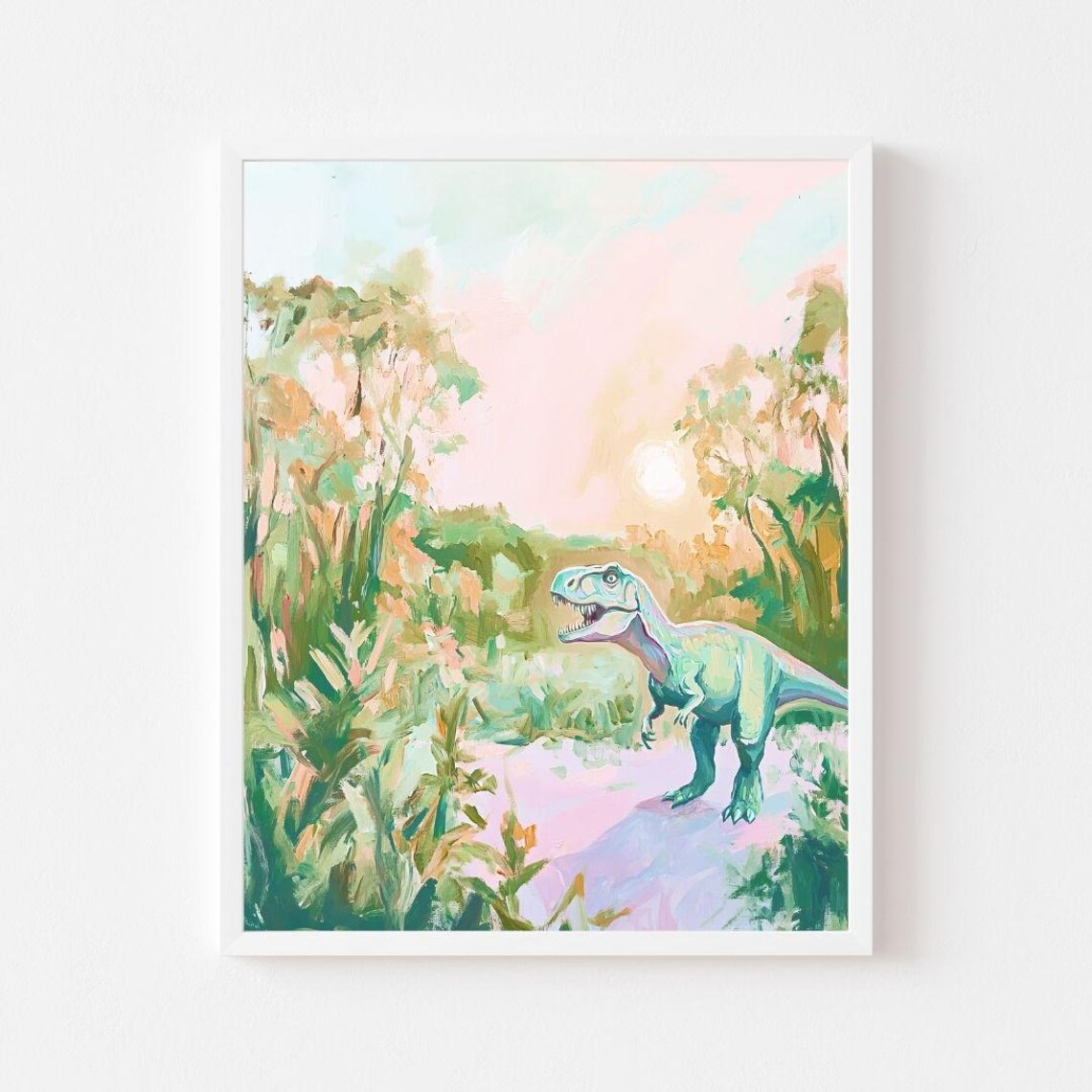 Pastel Tyrannosaurus Rex Art Print for Kids Room