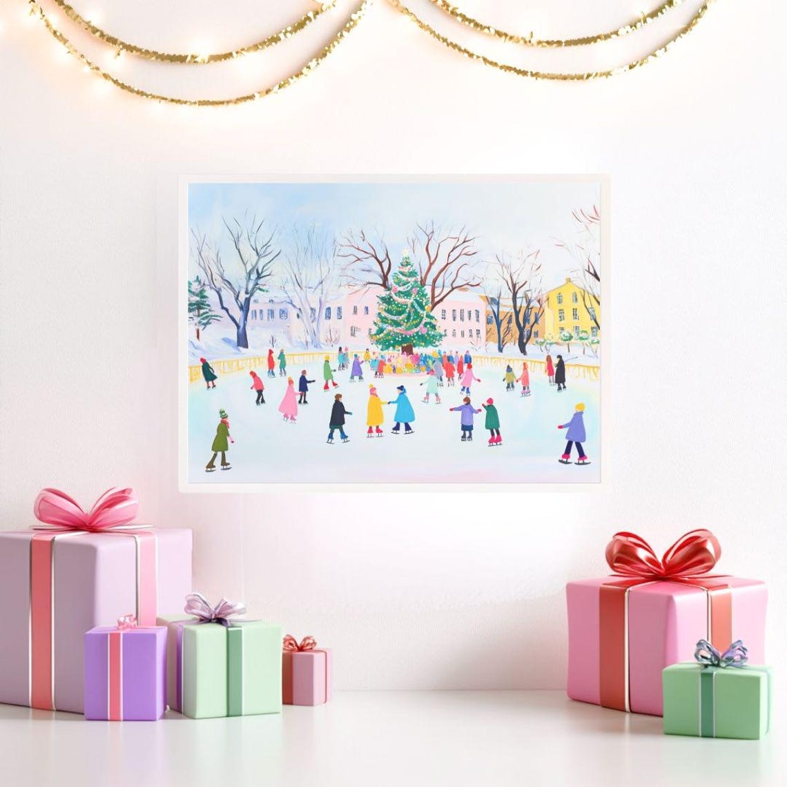 Christmas Ice Skating Rink Around A Decorated Holiday Tree Poster - Image 2