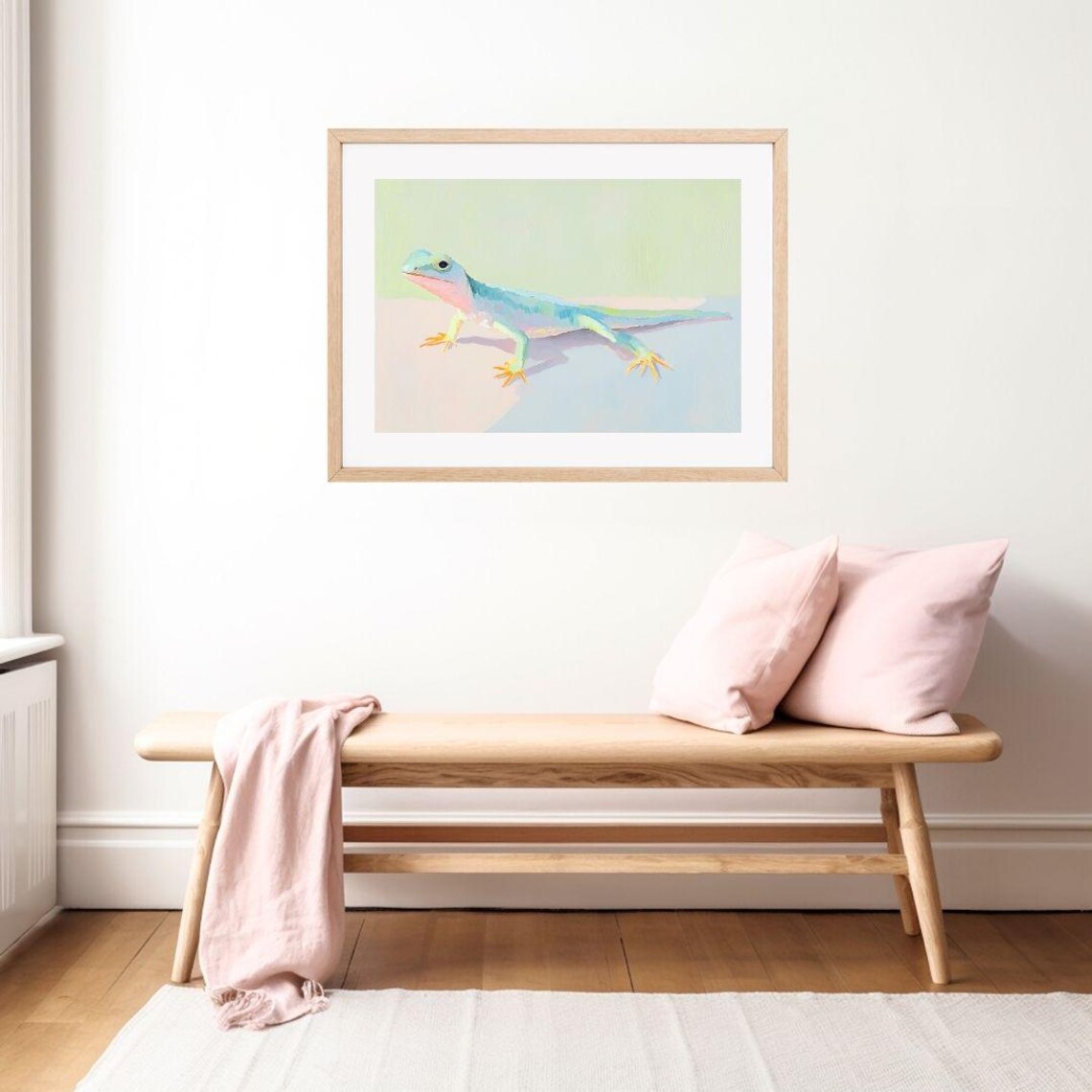 Pastel Blue Lizard Cute Gecko Reptile Watercolor Playroom Poster - Image 2