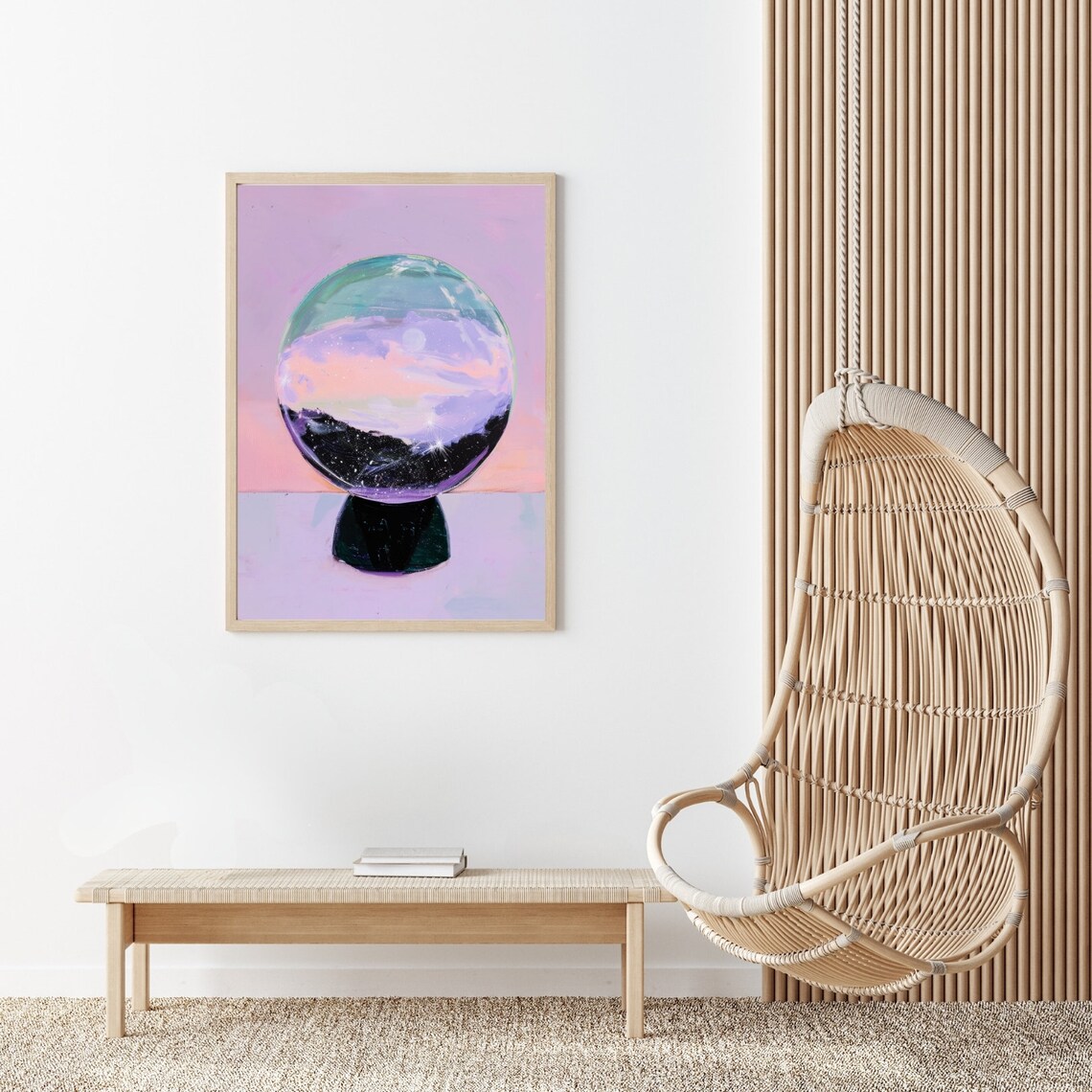 Crystal Ball Holding A Starry Galaxy Mystical Painting Poster - Image 3