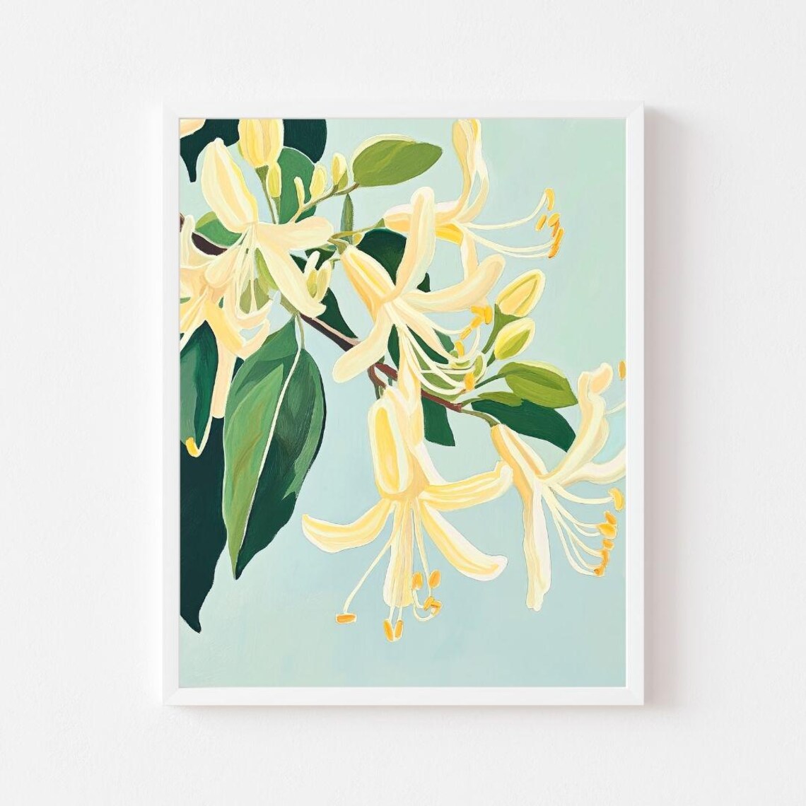 Honeysuckle Flower Watercolor Art Print, Botanical
