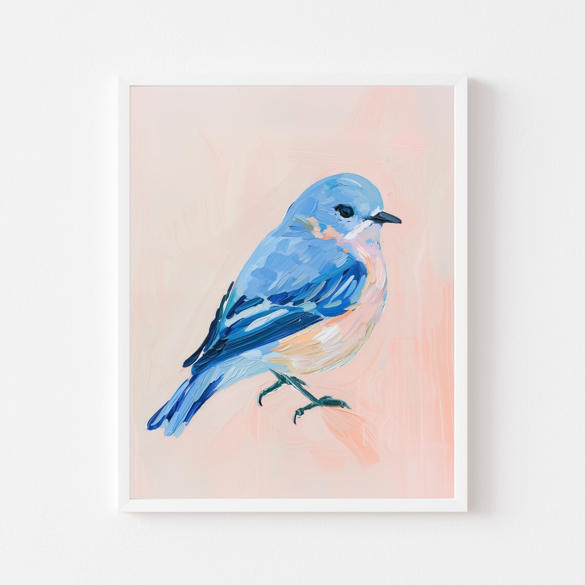 Pastel Bluebird Painting, Nursery Bird Art Print
