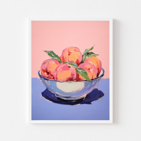 Colorful Peach Painting Kitchen Art Print, Still Life