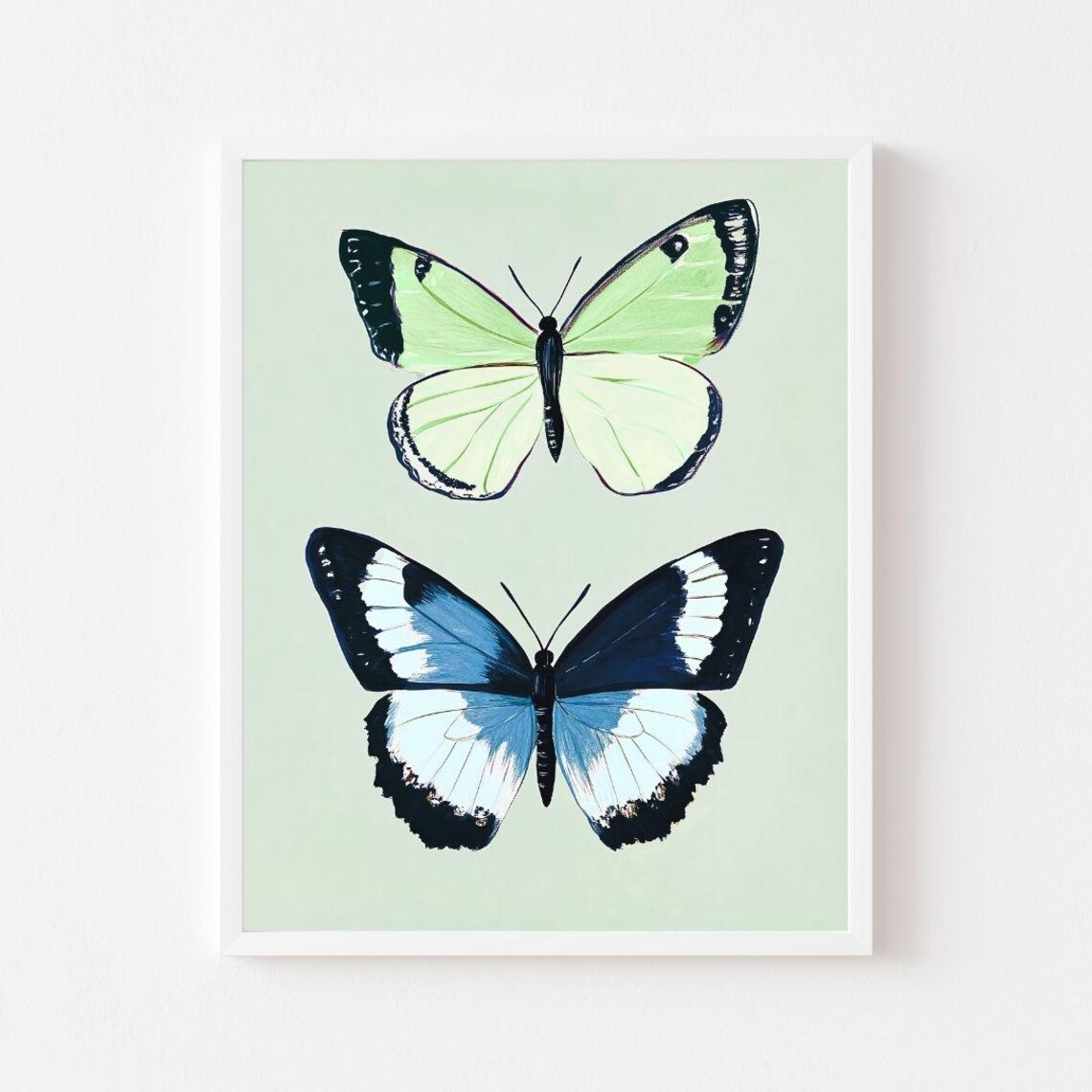Green and Blue Butterfly Watercolor Art Print
