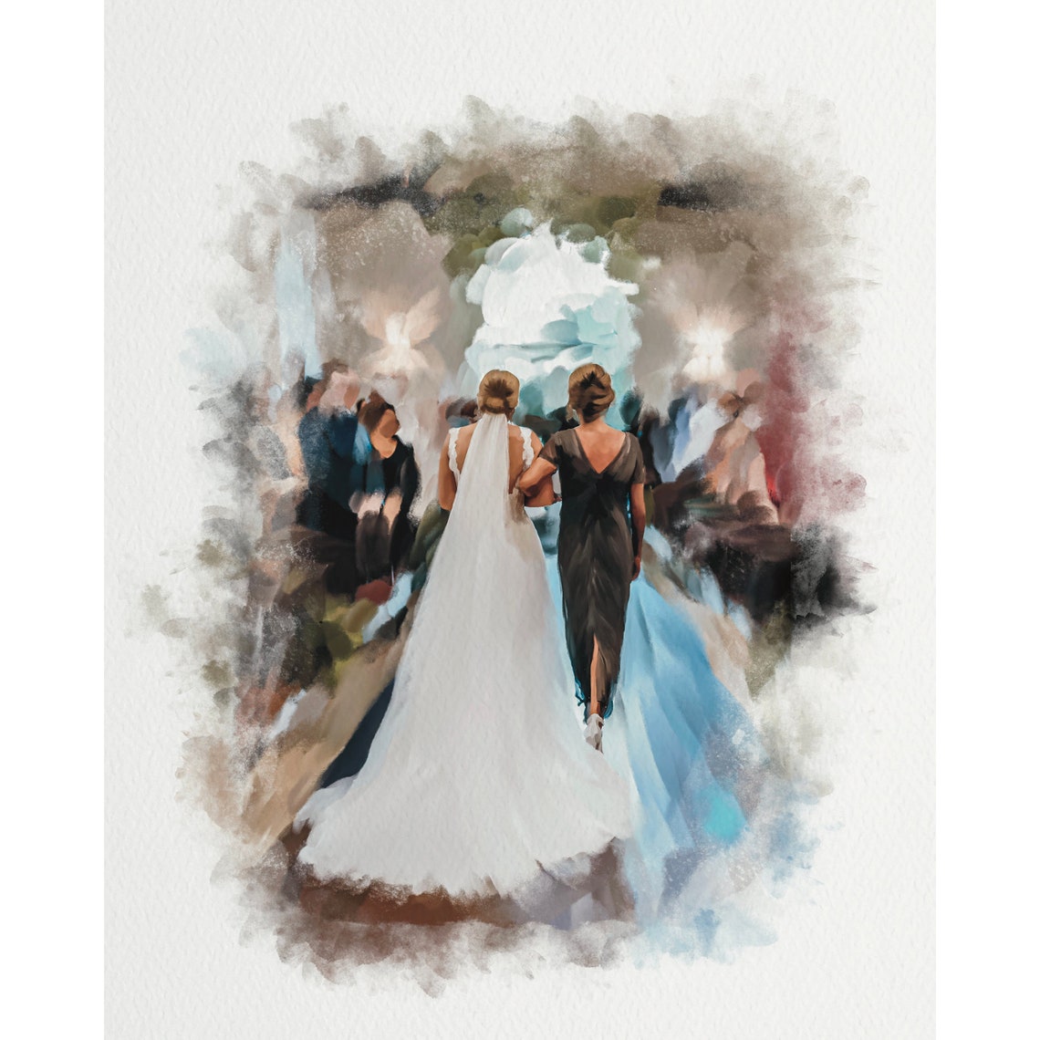 Custom Watercolor Wedding Painting Mountain Landscape Couple Gift Poster - Image 5