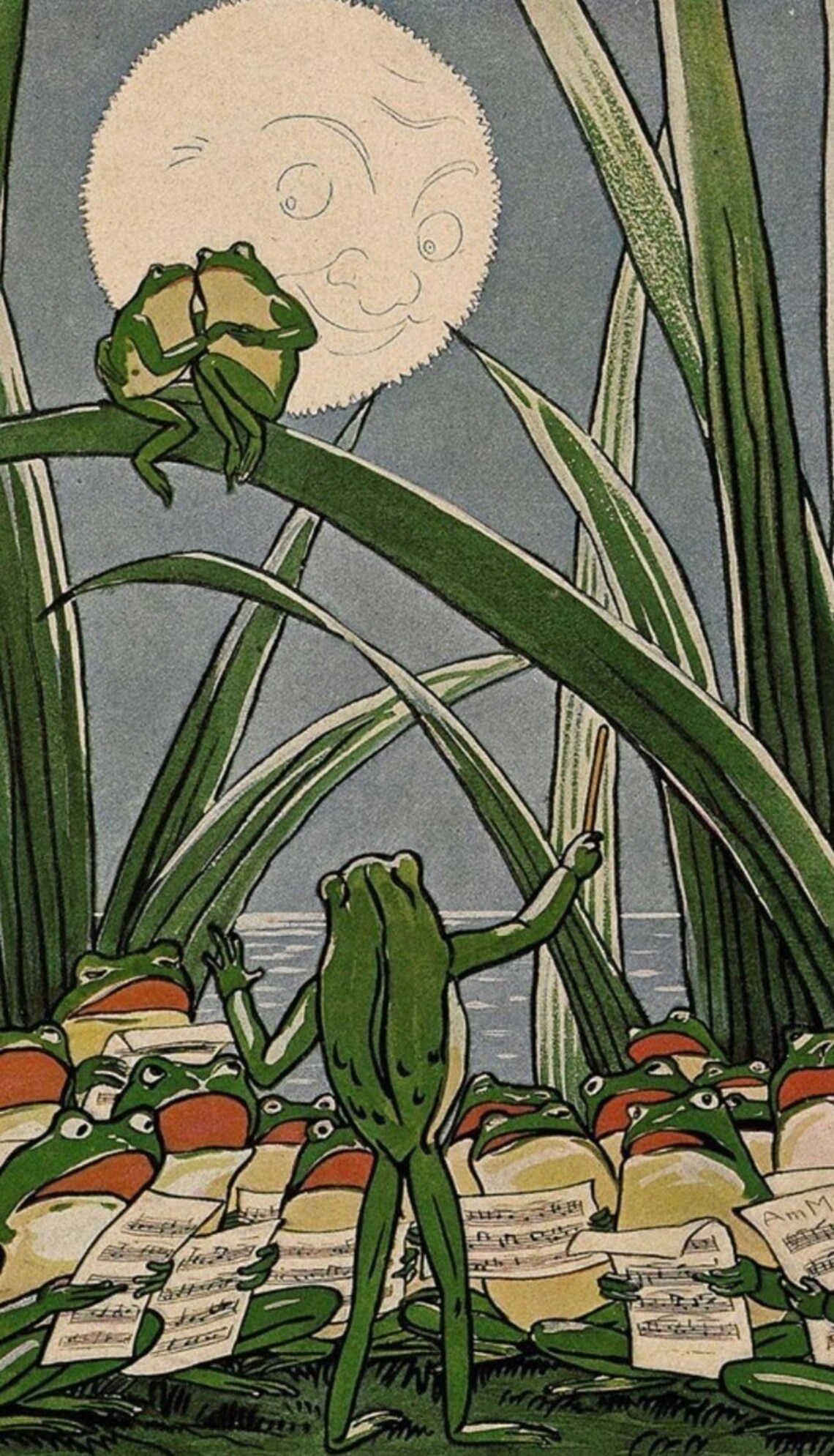 Singing Frog Chorus Vintage Retro Art Deco Poster - Image 3
