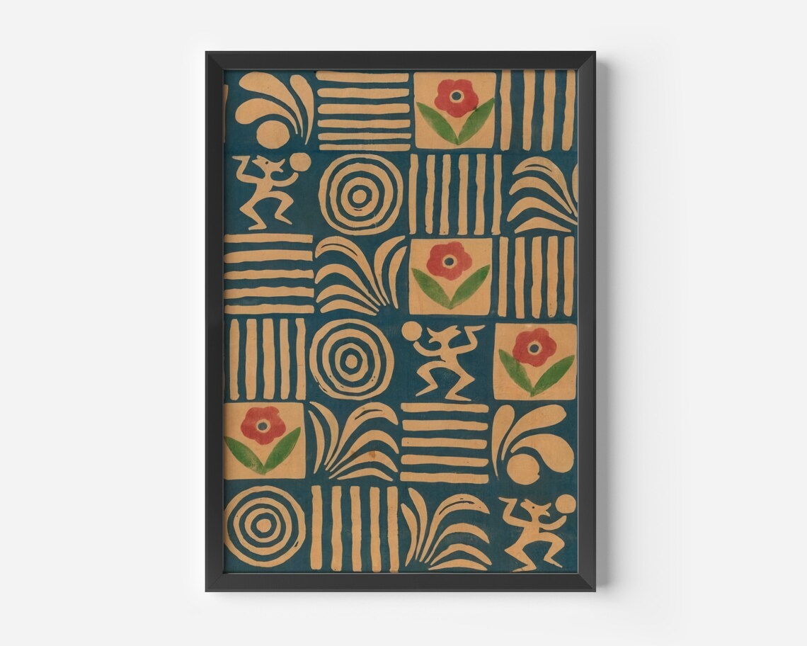 Vintage Textile Pattern Poster, Abstract Wall Art - Image 4