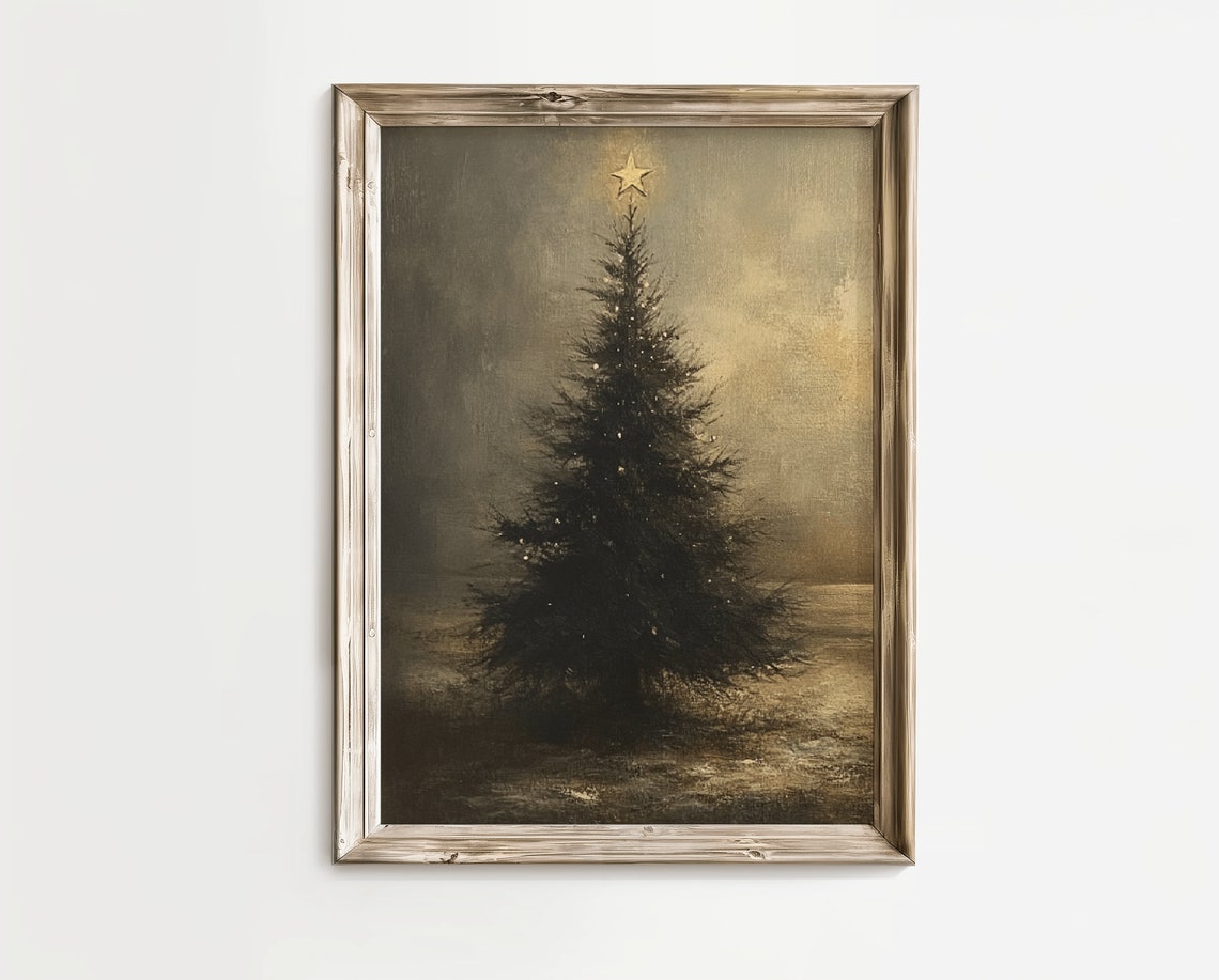 Vintage Christmas Tree Art Print, Winter Decor - Image 2