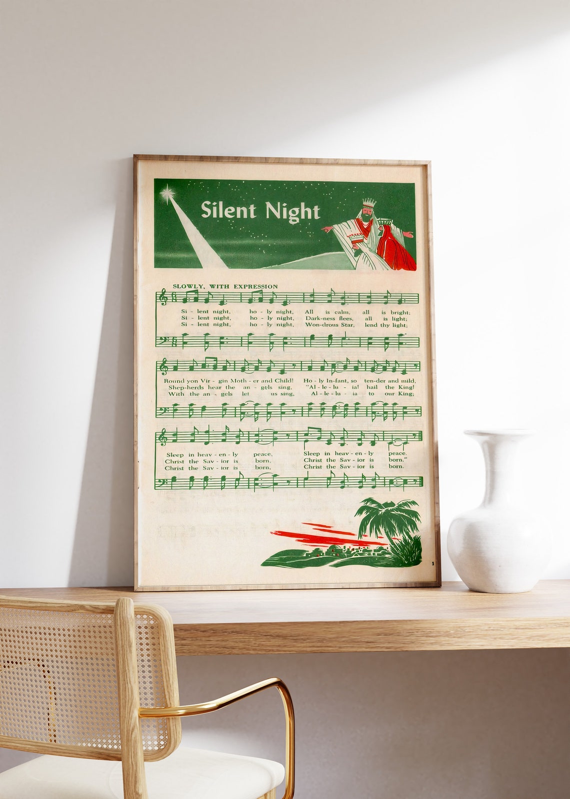 Silent Night Christmas Song Music Sheet Christmas Song Poster Christmas Wall Art Christmas Room Decor Vintage Christmas Art X Mas Song - Image 4