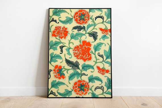 Floral Abstract Flowers, Vintage Botanical Art Print