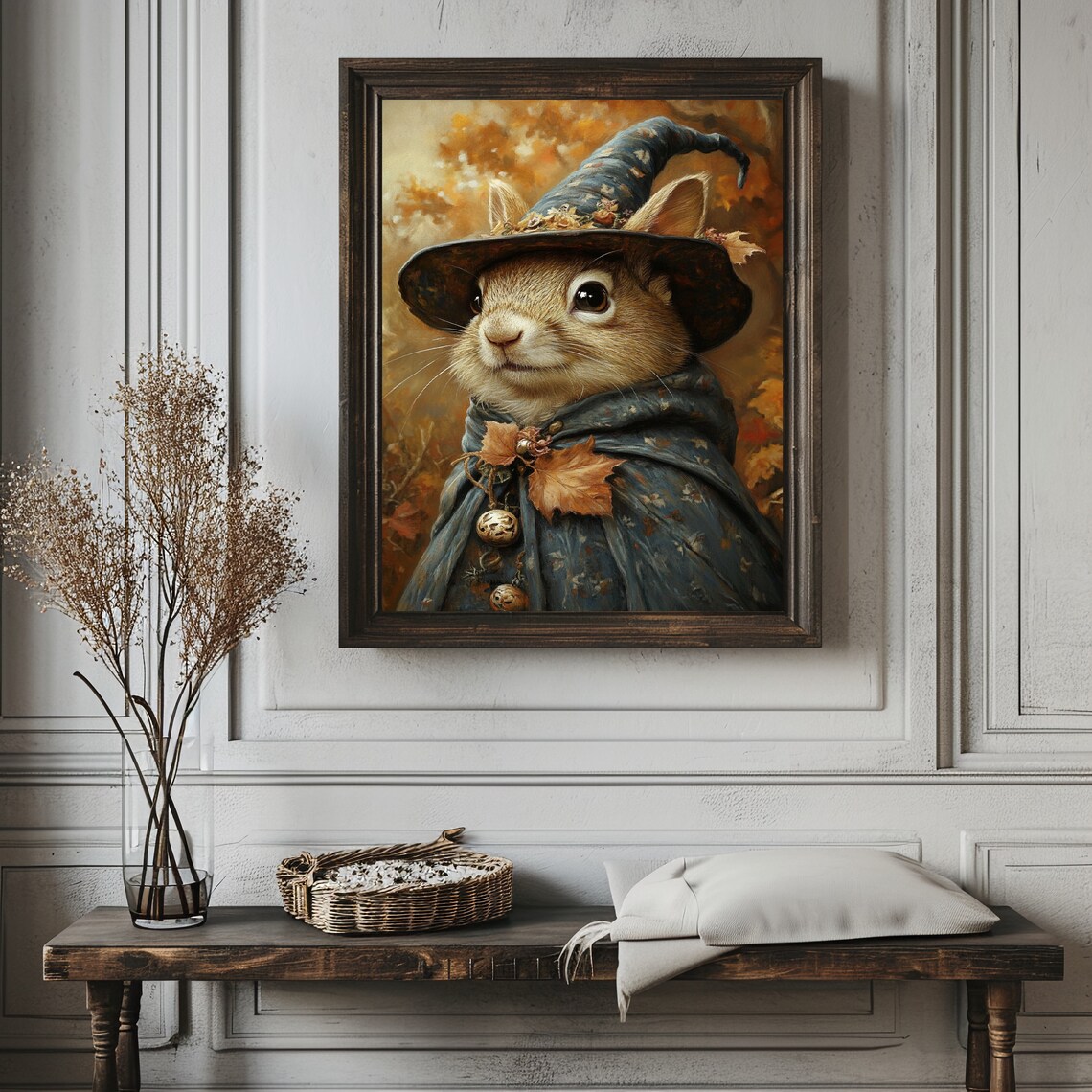 Squirrel Wearing Witch Hat, Vintage Halloween Art - Image 3