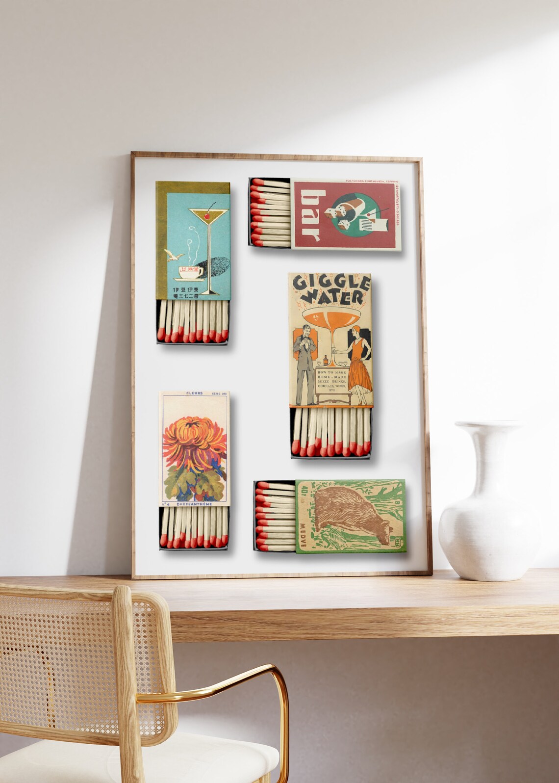 Vintage Matchbox Collage, Japanese Retro Poster - Image 3