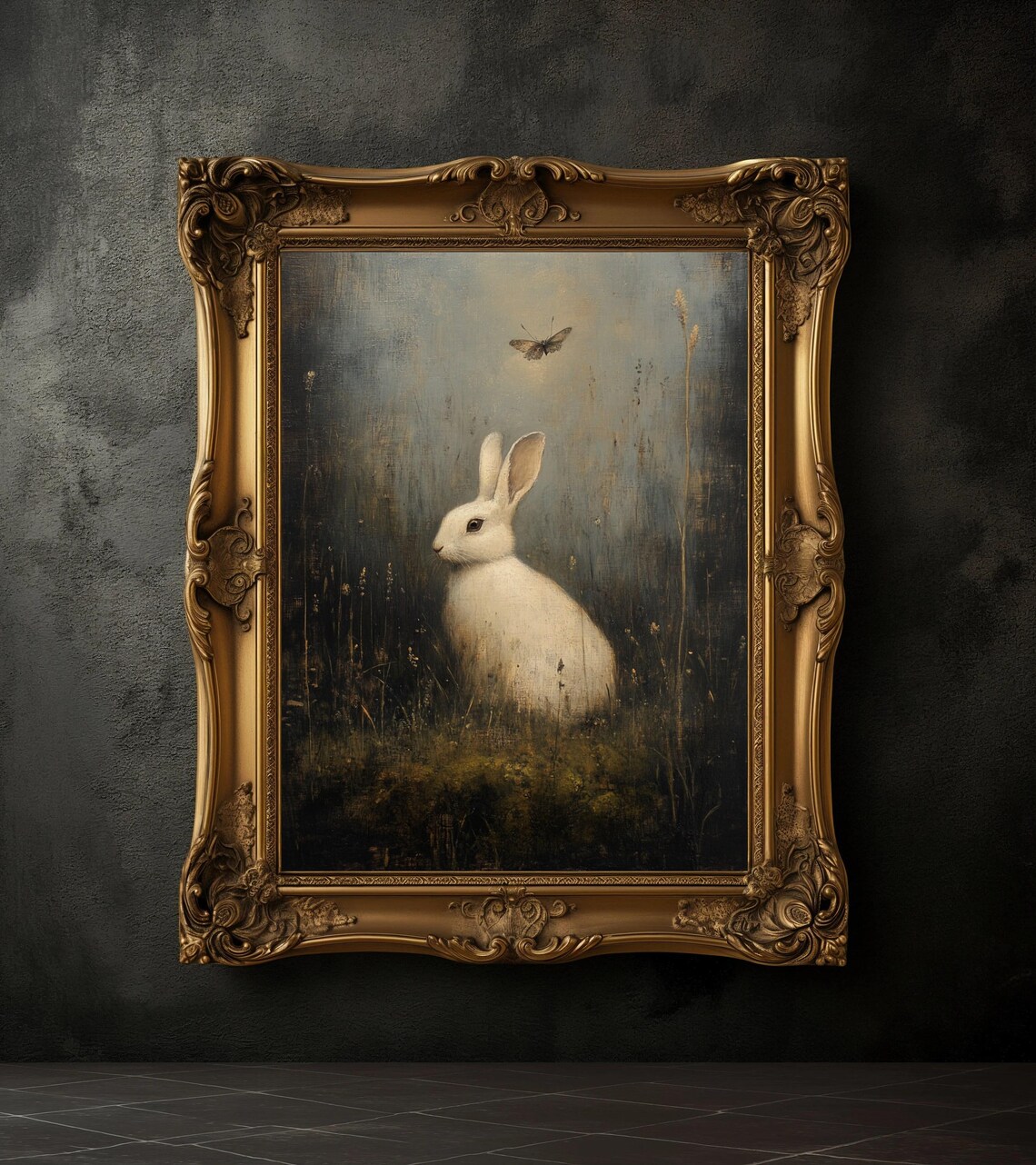 Moody Easter Bunny Antique Spring Rabbit Art Print - Image 2
