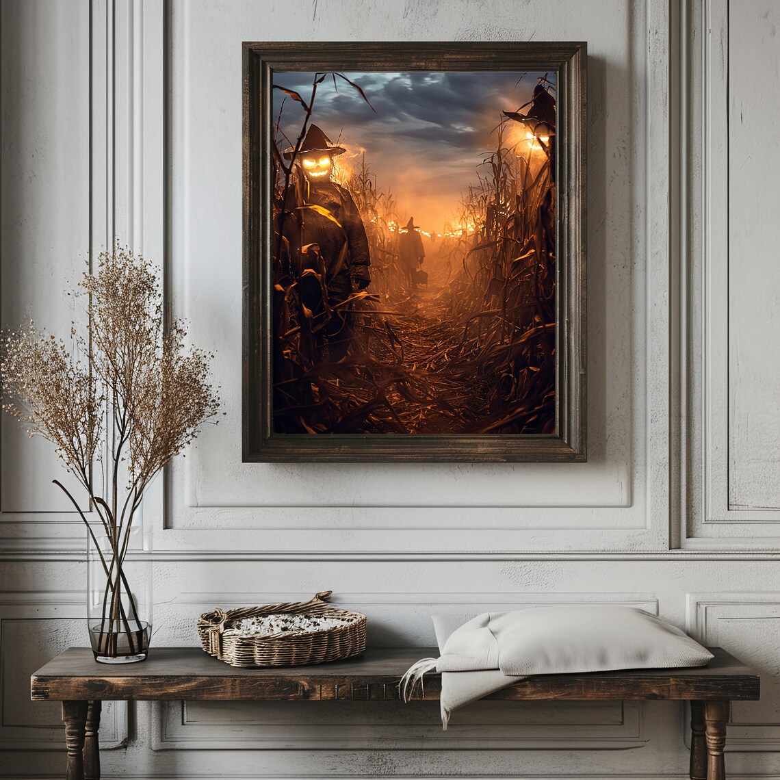 Glowing Scarecrow Haunted Cornfield Night Horror Movie Poster - Image 4