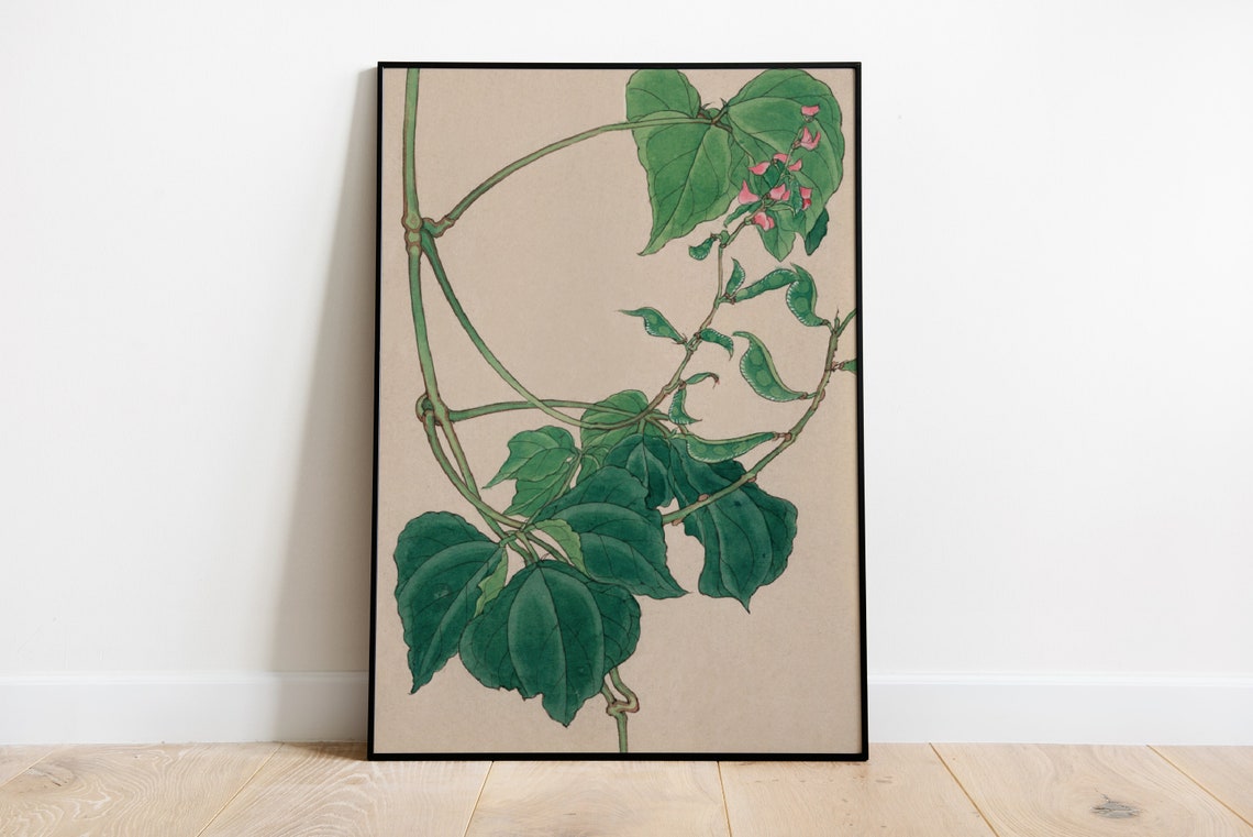 Japanese Plants and Frog, Vintage Art Deco Poster