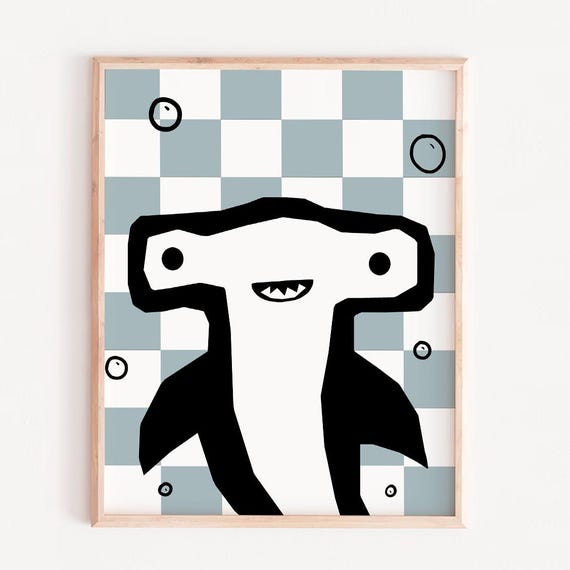 Hammerhead Shark Nursery Poster Decor
