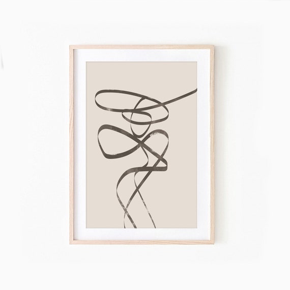 Abstract Line Art Print, Beige Minimalist Decor