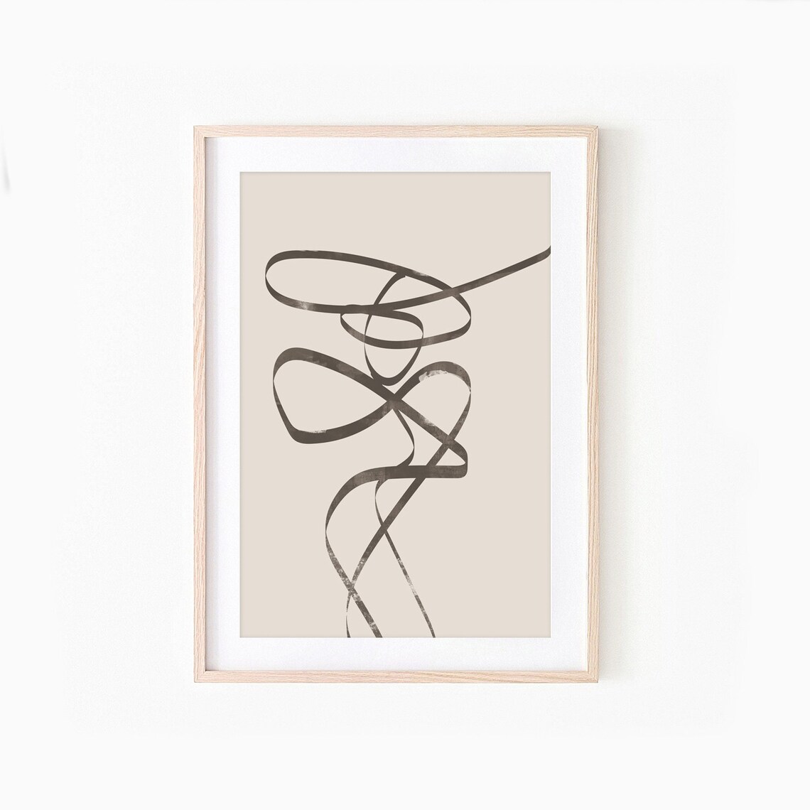 Abstract Line Art Print, Beige Minimalist Decor