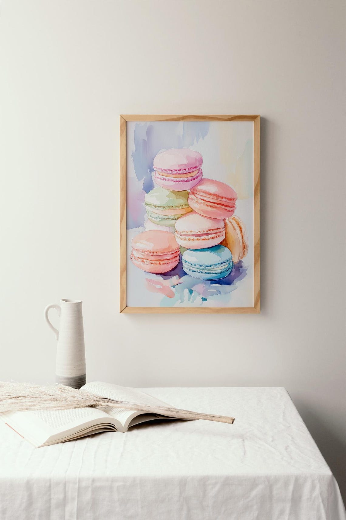 Colorful French Macarons Stacked Sweet Pastel Kitchen Poster - Image 2