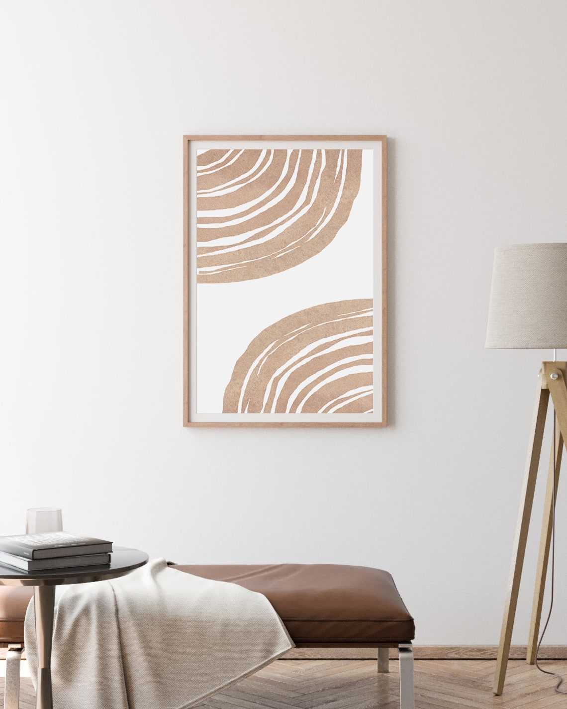 Beige Striped Rainbow Arcs Minimalist Line Art Neutral Poster - Image 3
