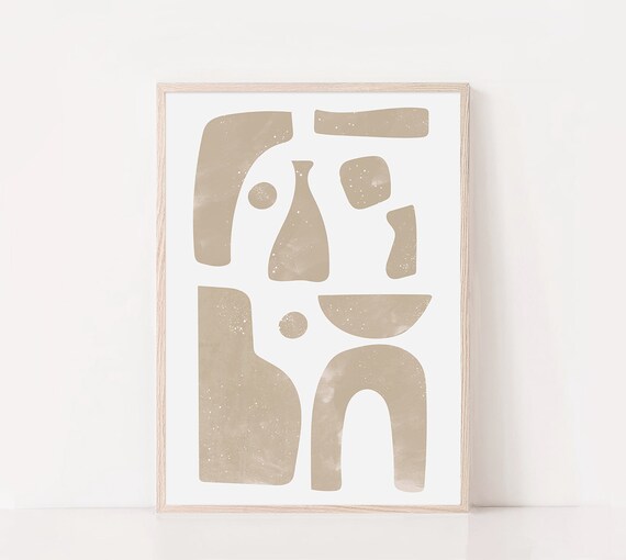 Abstract Beige Art Print Beige Mid Century Art Beige Boho Decor Large Wall Art Wall Art Geometric Print Neutral Wall Art
